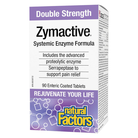 Box of Natural Factors Zymactive Double Strength 90 Enteric Coated Tablets