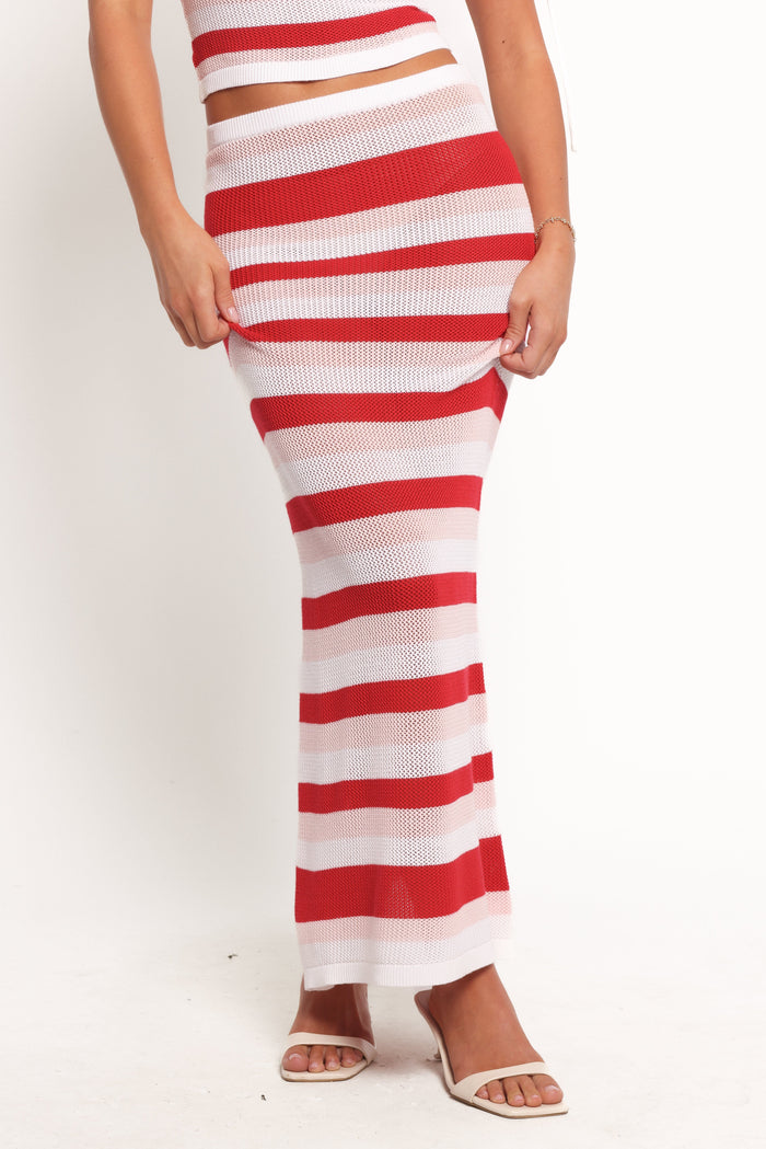 Petal and Pup USA BOTTOMS Zyon Midi Skirt - Red Multi